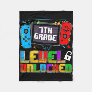 Funny 7th Grade Level Unlocked Gamers Back To Scho Fleece Blanket