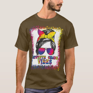 Funny 7th Grade Vibes Messy Bun Back To School Kid T-Shirt