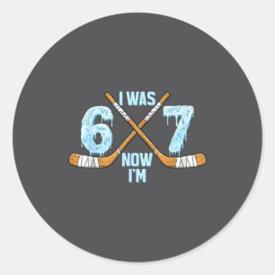Funny 7th Hockey Birthday Boy I Was 6 Now I'm 7 Ye Classic Round Sticker