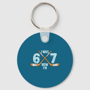 Funny 7th Hockey Birthday Boy I Was 6 Now I'm 7 Ye Key Ring
