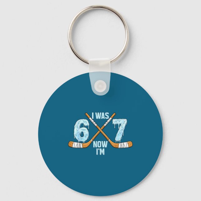 Funny 7th Hockey Birthday Boy I Was 6 Now I'm 7 Ye Key Ring (Front)