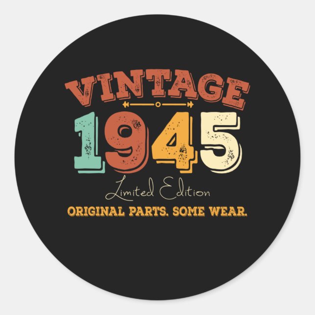 Funny 80 Year Old 1945 Vintage 80th Birthday Gift Classic Round Sticker (Front)