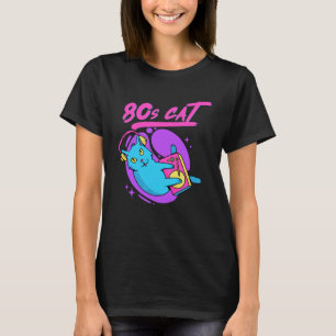 Funny 80s Music DJ Cat Eighties Retro Vaporwave Pu T-Shirt