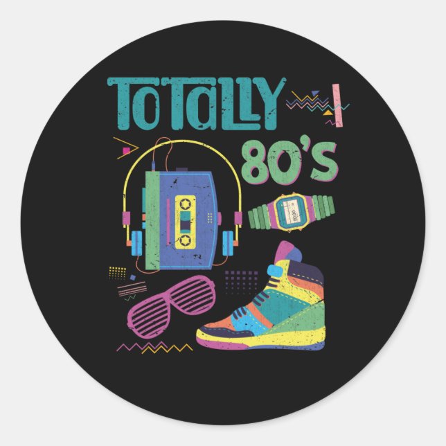 Funny 80s Music Old School 1980s Party Classic Round Sticker (Front)