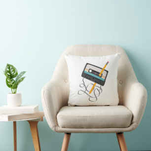 Funny 80s Music Retro Cassette Tape Cushion