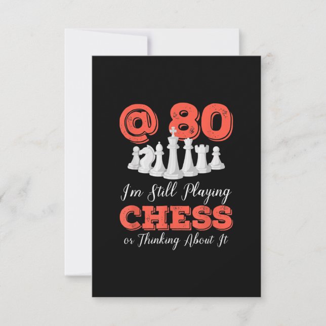 Funny 80th Birthday Gift - 80 Year Old Chess Queen RSVP Card (Front)