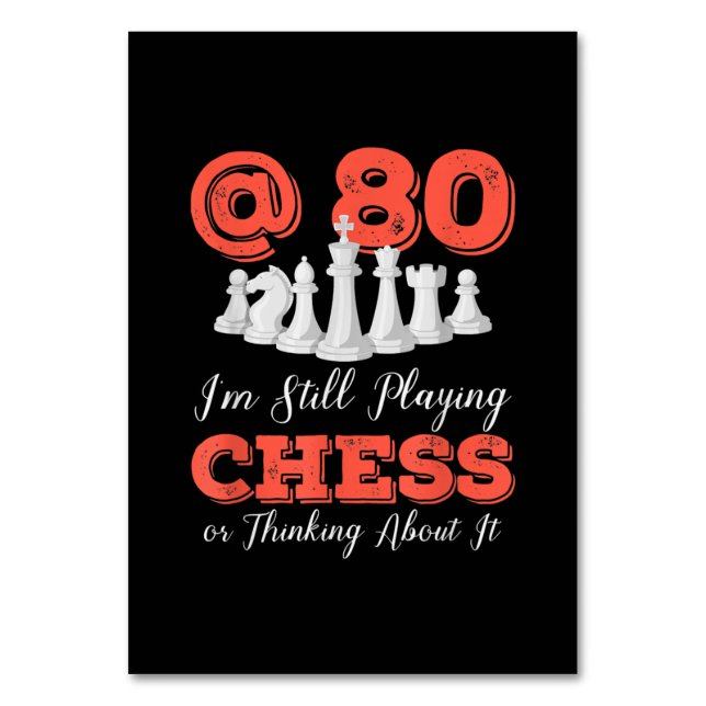 Funny 80th Birthday Gift - 80 Year Old Chess Queen Table Number (Front)