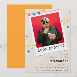 Funny 80th birthday invitations Men Fun Photo