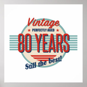 Funny 80th Birthday Old Fashioned Poster