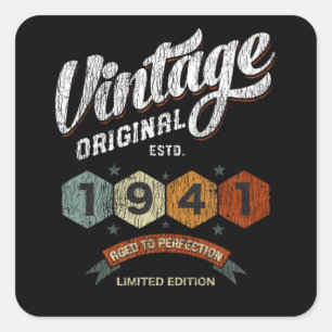 Funny 84 Year Old 1941 Vintage 84th Birthday Gift Square Sticker