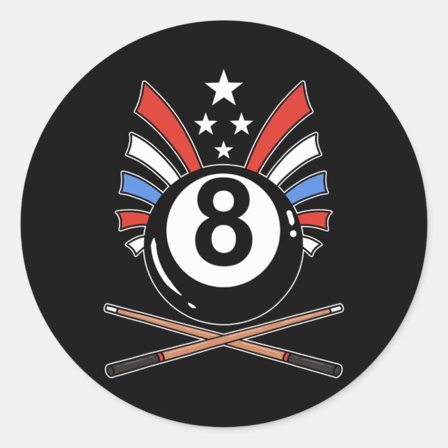 Funny 8 Ball Billiard Pool Player Eight Ball Billi Classic Round Sticker (Front)