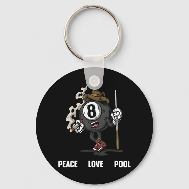 Funny 8 Ball Billiard Pool Player Eight Ball Billi Key Ring (Front)
