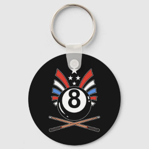 Funny 8 Ball Billiard Pool Player Eight Ball Billi Key Ring