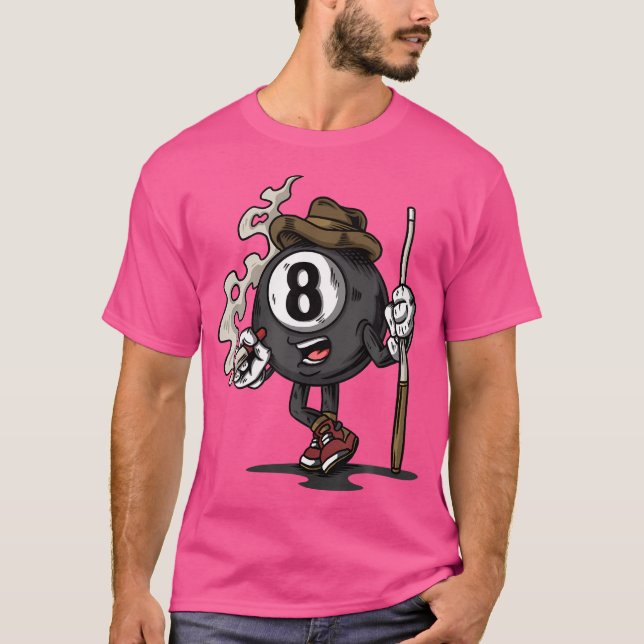 Funny 8 Ball Billiard Pool Player Eight Ball Billi T-Shirt (Front)