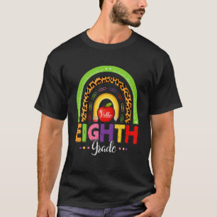 Funny 8Th Grade Leopard Rainbow Hello Back To Scho T-Shirt