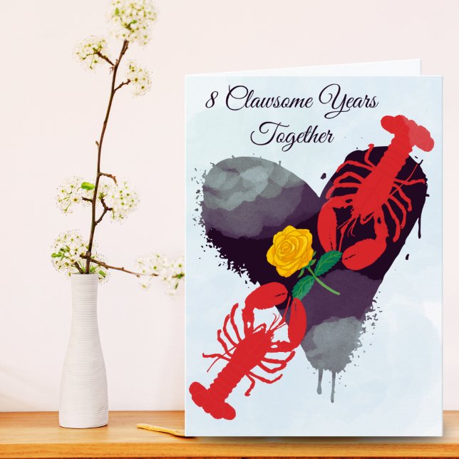 Funny 8th Wedding Anniversary Lobster Card Couple (Creator Uploaded)