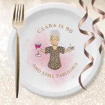Funny 90th Birthday Gold Pink 90 and Fabulous  Paper Plate<br><div class="desc">Is someone special turning 90 that you want to celebrate?  This 90 and Still Fabulous paper plate sets the theme to toast her on her big day. Customise with her name or even change the year ...   You can change all of the text to complement your party!!!</div>