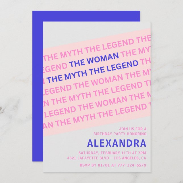 Funny 90th birthday invitations Quote Woman Myth  (Front/Back)