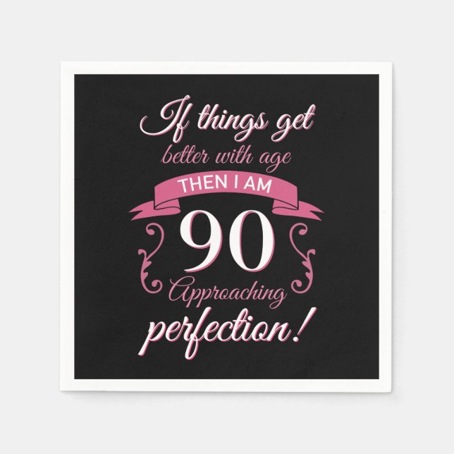 Funny 90th Birthday 'Perfection' Napkin (Front)