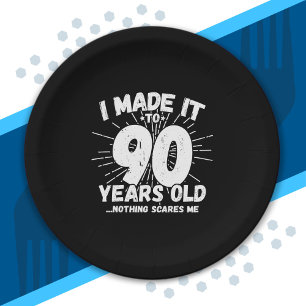 Funny 90th Birthday Quote Sarcastic 90 Year Old Paper Plate