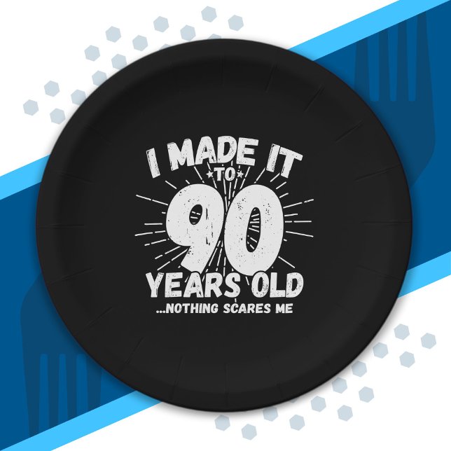 Funny 90th Birthday Quote Sarcastic 90 Year Old Paper Plate (Creator Uploaded)