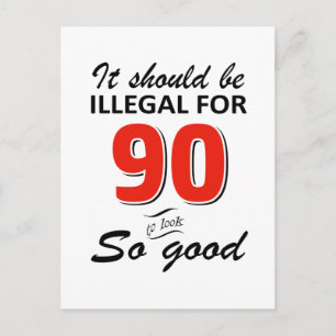 Funny 90th year old birthday designs postcard