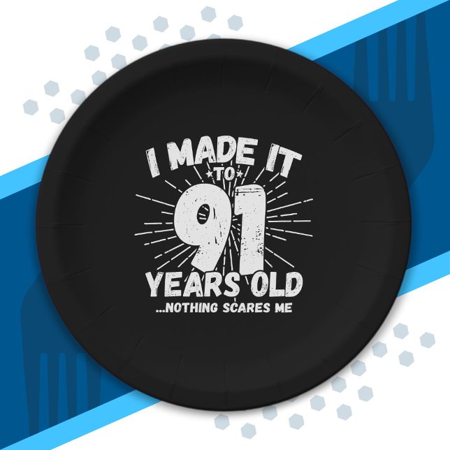 Funny 91st Birthday Quote Sarcastic 91 Year Old Paper Plate (Creator Uploaded)