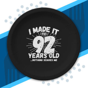 Funny 92nd Birthday Quote Sarcastic 92 Year Old Paper Plate