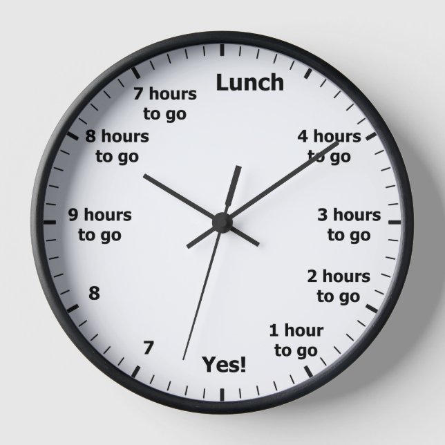 Funny 9 to 6 Work Hour Home Time Countdown Office Clock (Front)