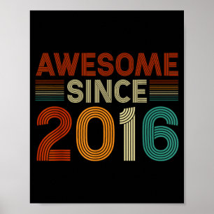 Funny 9 Year Old Awesome Since 2016 Birthday Son B Poster