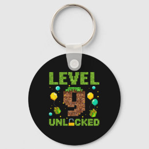 Funny 9th Birthday Boy Gamer Level 9 Unlocked Pixe Key Ring