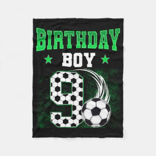 Funny 9th Birthday Boy Soccer Theme Party 9 Year O Fleece Blanket