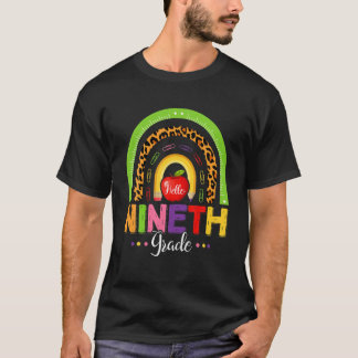 Funny 9Th Grade Leopard Rainbow Hello Back To Scho T-Shirt