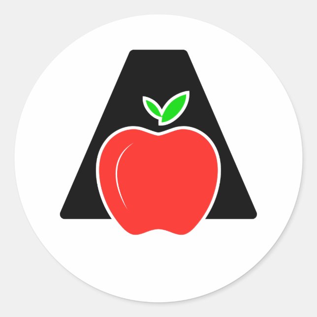 Funny A For Apple  Classic Round Sticker (Front)