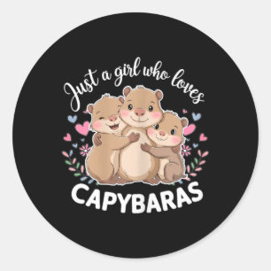 Funny A Girl Who Loves Capybaras Cool Capybara Classic Round Sticker
