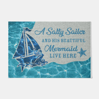 Funny A Salty Sailor Live Here Doormat