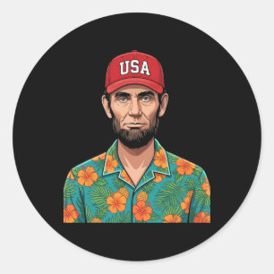 Funny Abe Abraham Lincoln 4th Of July Holiday Vaca Classic Round Sticker