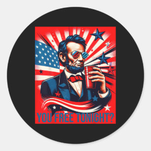 Funny Abe Lincoln 4th Of July Patriotic American U Classic Round Sticker