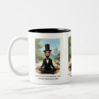 Funny Abe Lincoln Yoga Caricature - The Original Y Two-Tone Coffee Mug