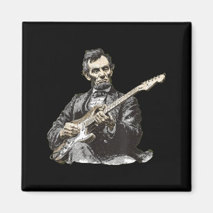 Funny Abraham Lincoln Playing Electric Guitar Magnet