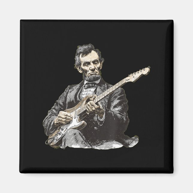 Funny Abraham Lincoln Playing Electric Guitar Magnet (Front)