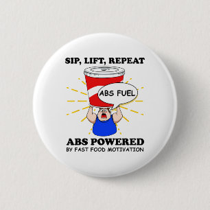 Funny Abs Exercise Fast Food Gym Workout Bodybuild 6 Cm Round Badge