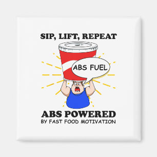 Funny Abs Exercise Fast Food Gym Workout Bodybuild Magnet