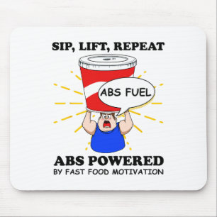 Funny Abs Exercise Fast Food Gym Workout Bodybuild Mouse Pad