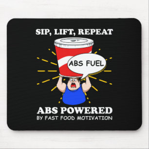 Funny Abs Exercise Fast Food Gym Workout Bodybuild Mouse Pad