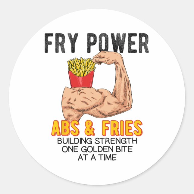 Funny Abs Exercise French Fries Muscle Building Bo Classic Round Sticker (Front)