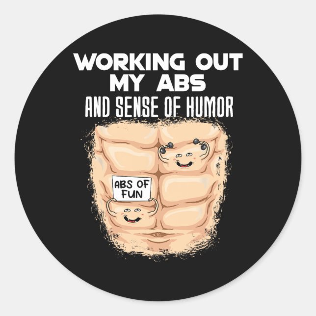 Funny Abs Exercise Muscle Building Bodybuilding 1  Classic Round Sticker (Front)