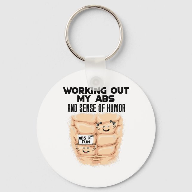 Funny Abs Exercise Muscle Building Bodybuilding  Key Ring (Front)