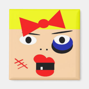 Funny abstract female boxing magnet