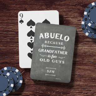 Funny Abuelo Grandfather Monogram Playing Cards